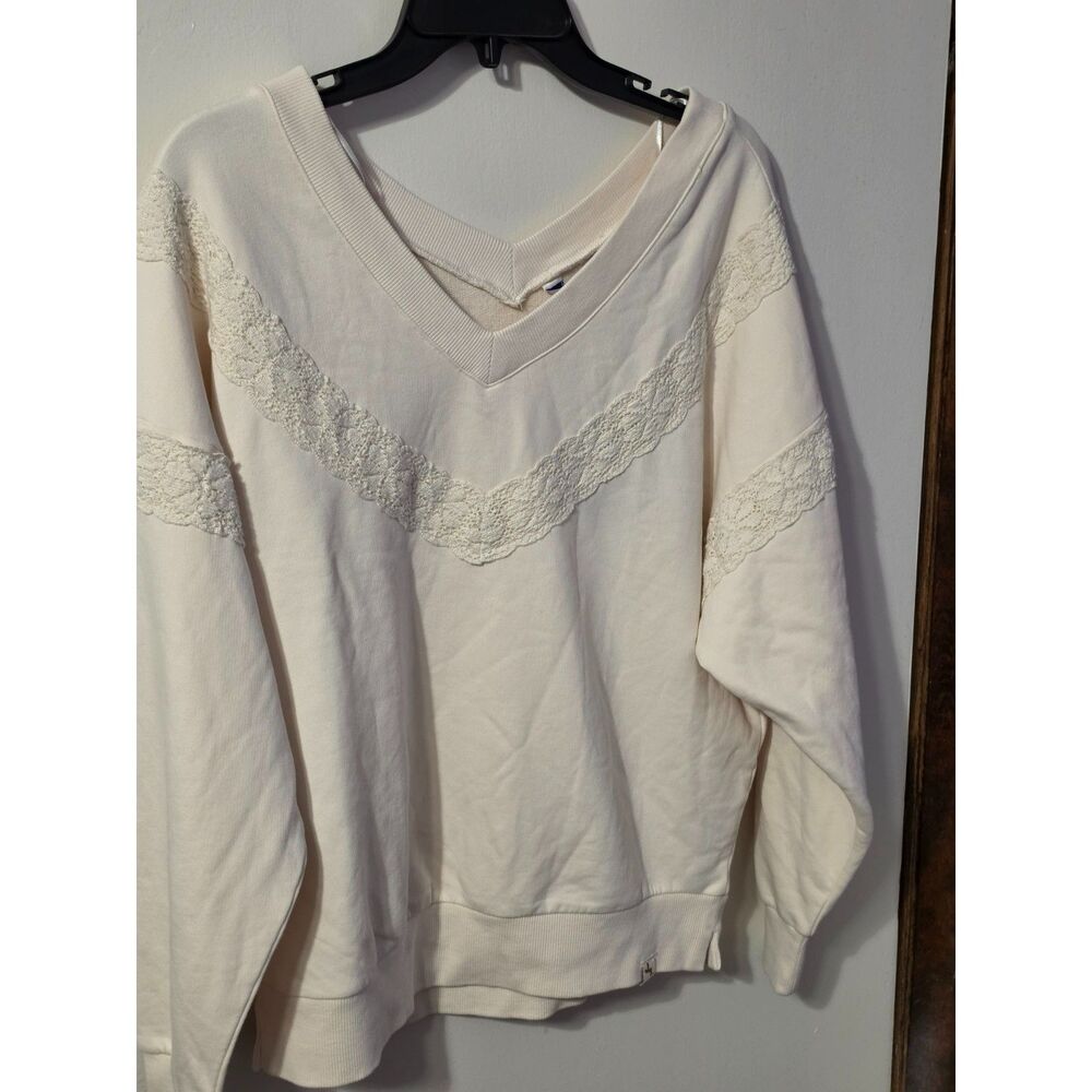 Joy Lab Crochet Trim V-neck Sweatshirt, XXS New with tags